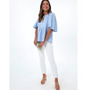 Pomander Place Light Blue Linen-Cotton Top